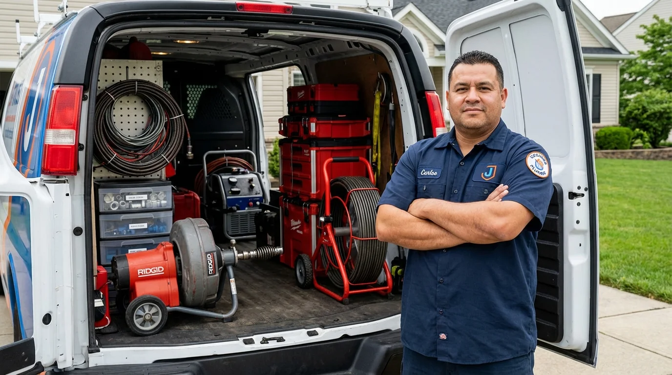 Professional drain cleaning equipment and Johns Plumbing LLC plumber in North Providence