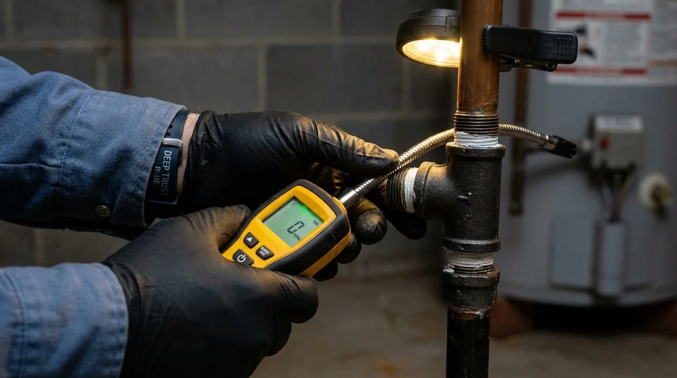 Gas leak detection with electronic sniffer by Johns Plumbing LLC in North Providence