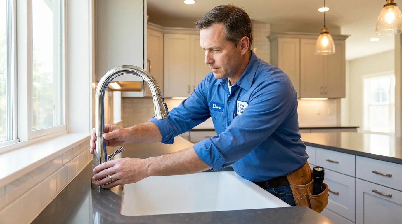 Kitchen faucet installation by Johns Plumbing LLC in North Providence