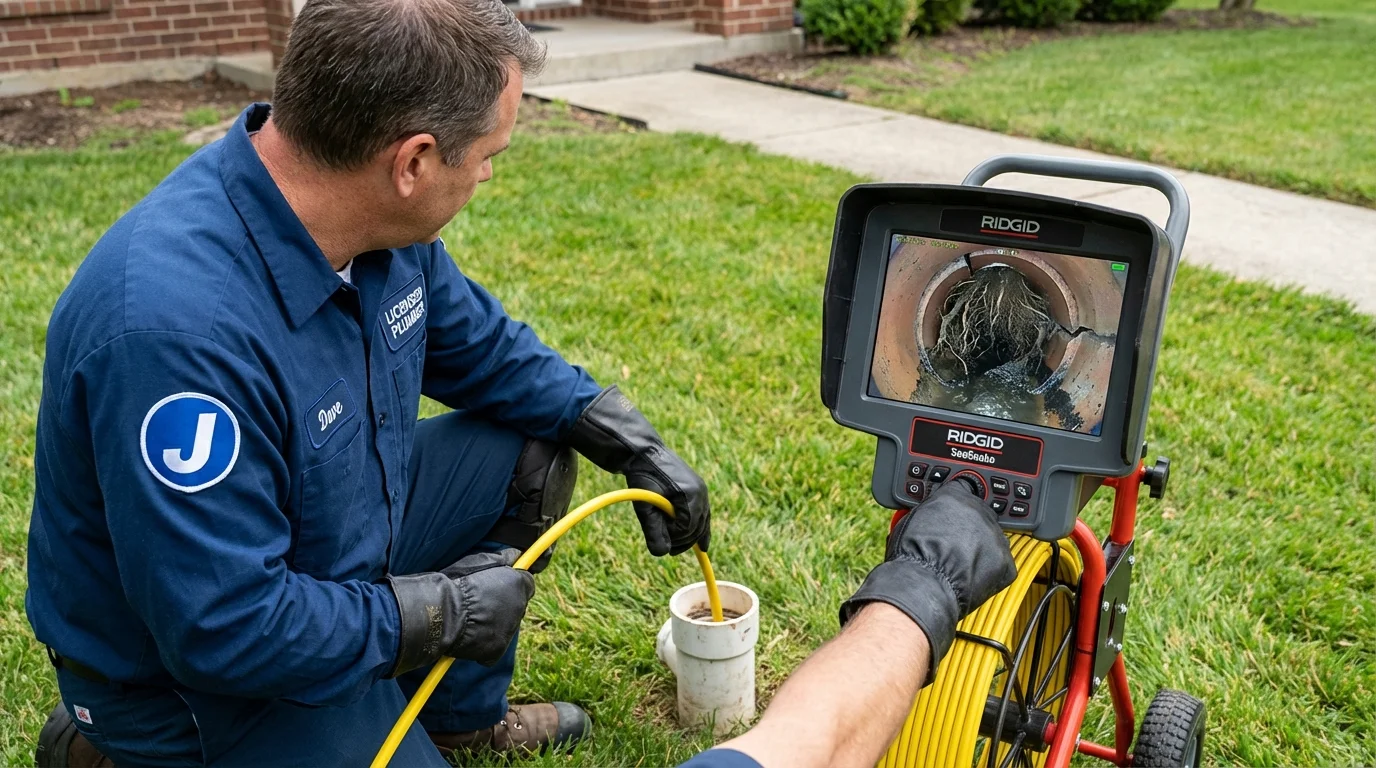 Sewer camera inspection being performed by Johns Plumbing LLC in North Providence